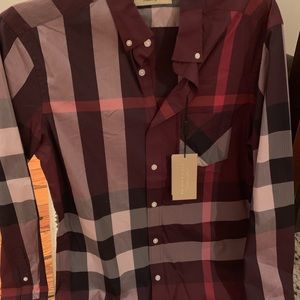 Burgundy red Burberry button up